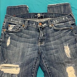 7 For All Mankind skinny jeans w/ destroy sz 29